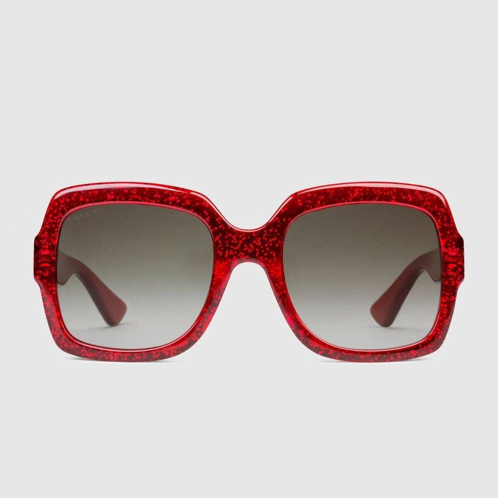 Gucci Oversize Square-Frame Sunglasses - Glitter Red